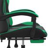 vidaXL Scaun de gaming cu suport picioare negru/verde, piele ecologică