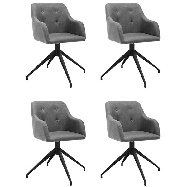 vidaXL Scaune de bucătărie pivotante, 4 buc., gri deschis, textil