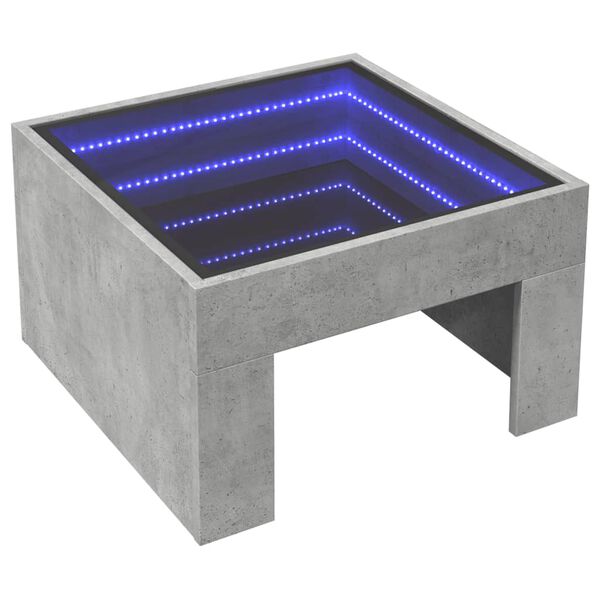 vidaXL Măsuță de cafea cu LED infinity, gri beton, 50x50x30 cm
