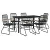 vidaXL Set mobilier de grădină, 7 piese, negru, ratan PVC