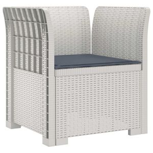 vidaXL Fotoliu cu 1 Loc cu Pernă Aspect Rattan PP Alb