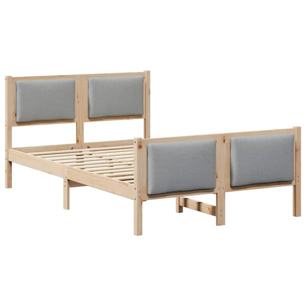 vidaXL Cadru de pat cu headboard Gri deschis 120 x 200 cm țesătură