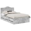 vidaXL Cadru de pat cu sertar Gri Beton 135 x 190 cm Lemn Ingineresc