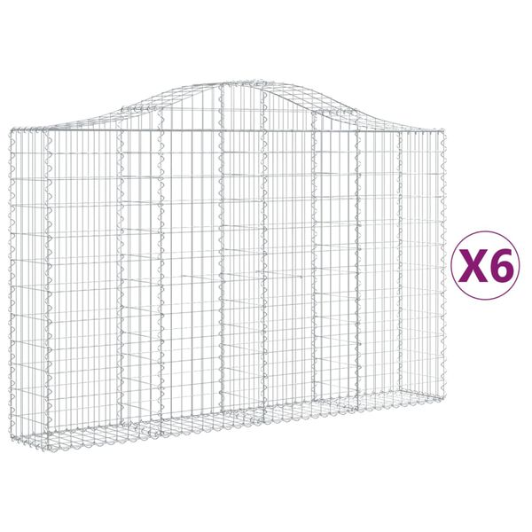vidaXL Coșuri gabion arcuite 6 buc, 200x30x120/140 cm, fier galvanizat