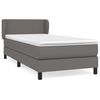 vidaXL Pat box spring cu saltea, gri, 90x200 cm, piele ecologică