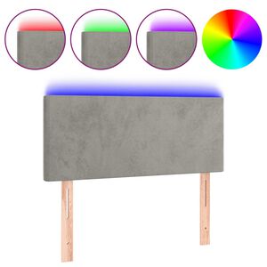 vidaXL Tăblie de pat cu LED, gri deschis, 80x5x78/88 cm, catifea