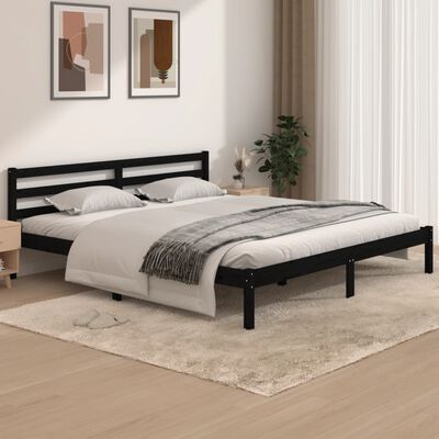vidaXL Cadru de pat Super King, negru, 180x200 cm, lemn masiv de pin