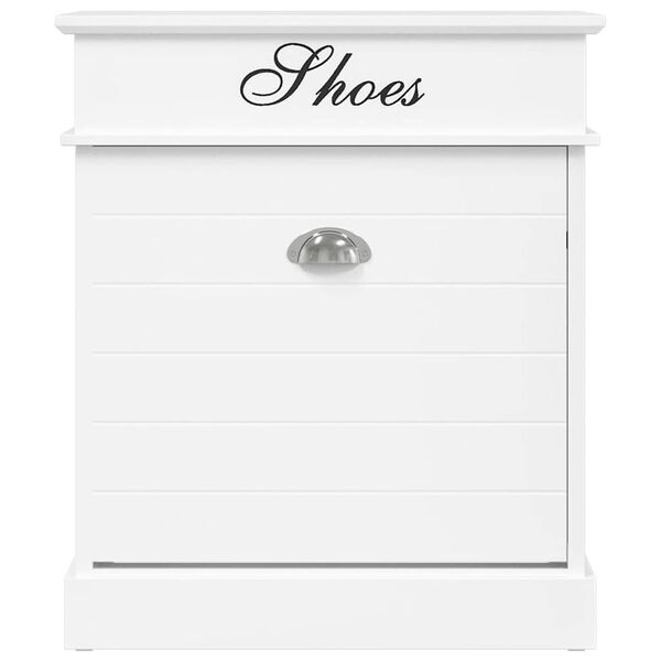 vidaXL Pantofar, alb, 50 x 28 x 58 cm, lemn de paulownia