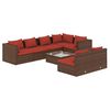 vidaXL Set mobilier de grădină cu perne, 8 piese, maro, poliratan