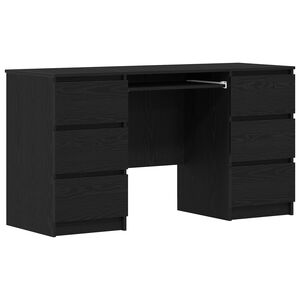vidaXL Birou Stejar Negru Lemn prelucrat 140 x 50 x 76 cm