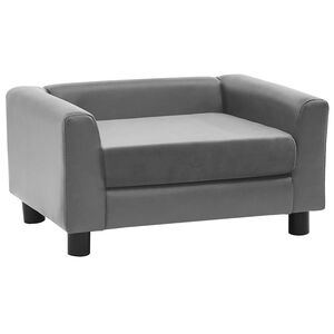 vidaXL Canapea pentru c&acirc;ini, gri, 60x43x30 cm, pluș & piele ecologică