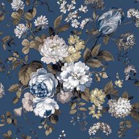 Noordwand Tapet „Blooming Garden 6 Big Flowers” albastru și maro