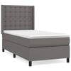 vidaXL Pat box spring cu saltea, gri, 80x200 cm, piele ecologică