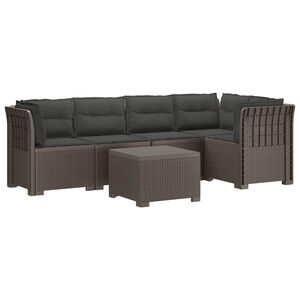 vidaXL Sofa de grădină cu 5 locuri cu perne aspect rattan PP