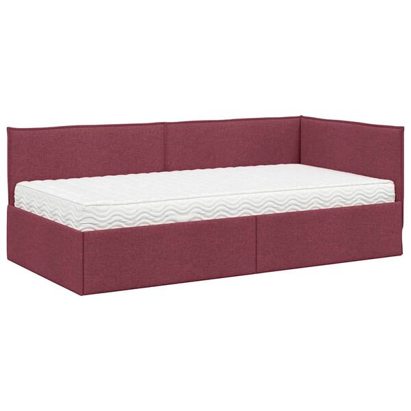vidaXL Cadru de pat colțar cu saltea cu headboard 2 pcs Gri Catifea