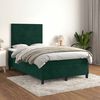 vidaXL Pat box spring cu saltea, verde &icirc;nchis, 120x200 cm, catifea
