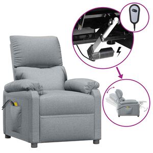 vidaXL Fotoliu de masaj electric rabatabil, gri deschis, textil
