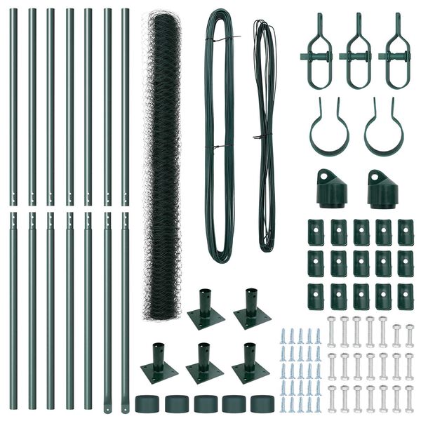 vidaXL St&acirc;lp de gard. Verde 10 x 1,6 m (plasă de 50 mm) Oțel și PVC