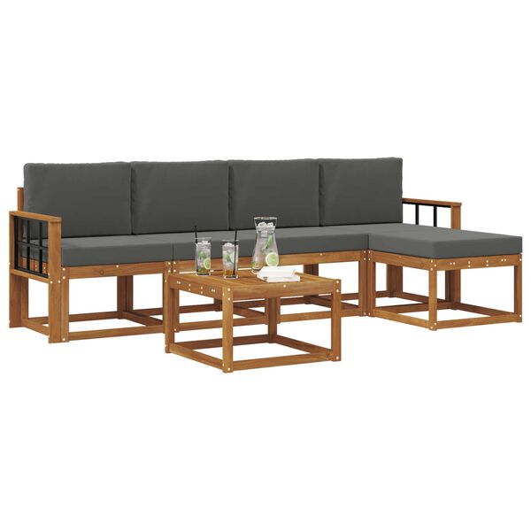 vidaXL Set de canapele de exterior cu pernă 6 pcs Natural și Antracit