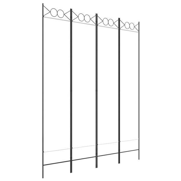 vidaXL Paravan de cameră cu 4 panouri, alb, 160x200 cm, textil