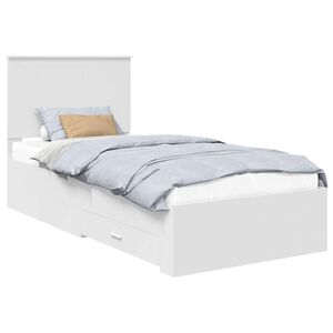 vidaXL Cadru de pat cu headboard Alb 90 x 190 cm Lemn compozit