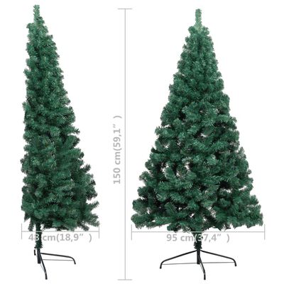 vidaXL Jumătate pom Crăciun artificial cu suport, verde, 150 cm, PVC