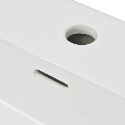 vidaXL Chiuvetă baie, orificiu robinet, alb, 51,5x38,5x15 cm, ceramică