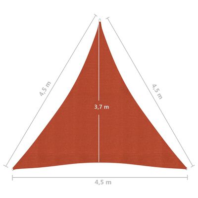 vidaXL Pânză parasolar, cărămiziu, 4,5x4,5x4,5 m, HDPE, 160 g/m²