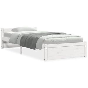 vidaXL Cadru de pat single, alb, 90x190 cm, lemn masiv