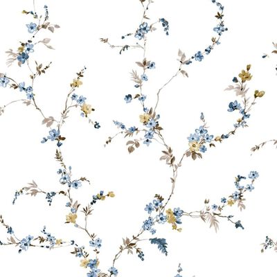 Noordwand Tapet „Blooming Garden 6 Floral Strands”, alb și albastru