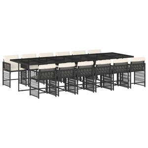 vidaXL Set mobilier de grădină cu perne, 13 piese, negru, poliratan