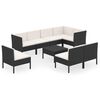 vidaXL Set mobilier de grădină cu perne, 9 piese, negru, poliratan