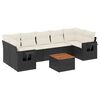 vidaXL Set mobilier de grădină cu perne, 8 piese, negru, poliratan