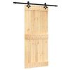 vidaXL Ușă glisantă Natural și Negru 90 x 210 cm Lemn de Pin Solid