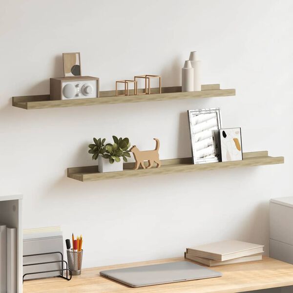 vidaXL Rafturi de perete 2 buc. Stejar Sonoma 80x9x3 cm