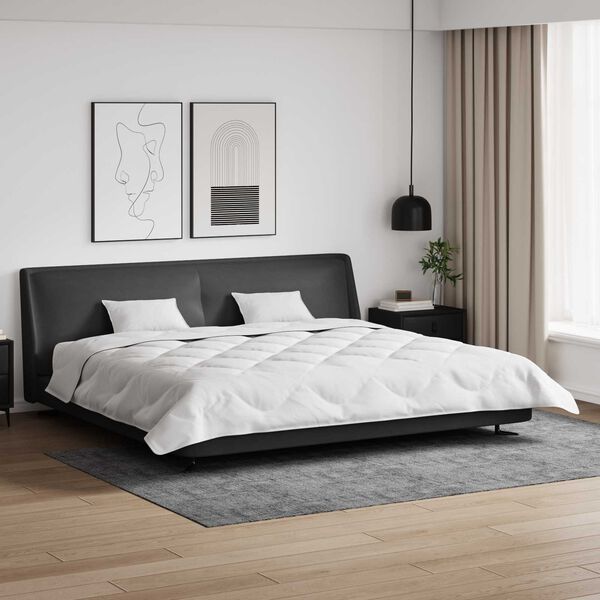 vidaXL Duvet de iarnă cu pernă 3 pcs Alb Microfibră