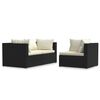 vidaXL Set mobilier de grădină cu perne, 3 piese, negru, poliratan