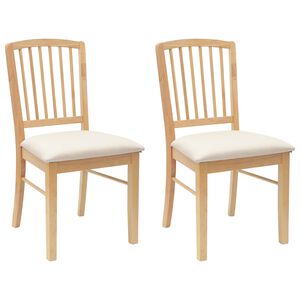 vidaXL Scaune de dining 2 buc. Lemn Solid de Cauciuc natural