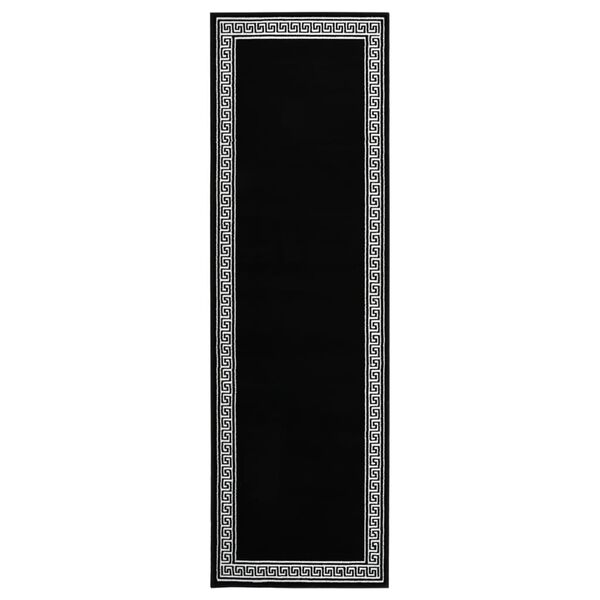 vidaXL Covor traversă, negru cu motiv, 80x300 cm, BCF