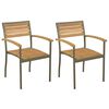 vidaXL Scaune stivuibile exterior, 2 buc, lemn masiv de acacia &amp; oțel