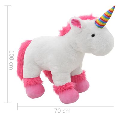 vidaXL Unicorn de jucărie, roz și alb, pluș