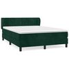 vidaXL Pat box spring cu saltea, verde &icirc;nchis, 140x190 cm, catifea