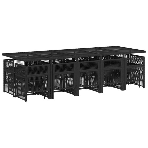 vidaXL Set mobilier de grădină cu perne, 15 piese, negru, poliratan