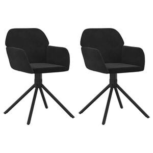 vidaXL Scaune de bucătărie pivotante, 2 buc., negru, catifea