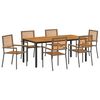 vidaXL Set de masă pentru grădină 7 pcs Gri și Brown poliratan