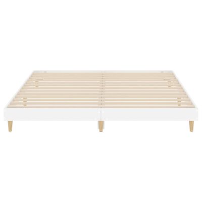vidaXL Cadru de pat, alb extralucios, 200x200 cm, lemn prelucrat