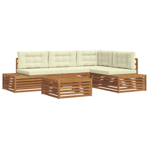 vidaXL Set de canapele de exterior cu pernă 5 Bucată Natural și Crem