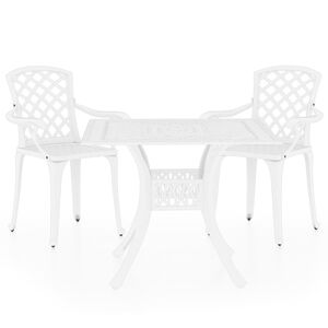 vidaXL Set mobilier bistro, 3 piese, alb, aluminiu turnat