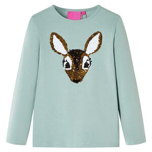 vidaXL Tricou copii cu m&acirc;neci lungi verde mentă mediu 116