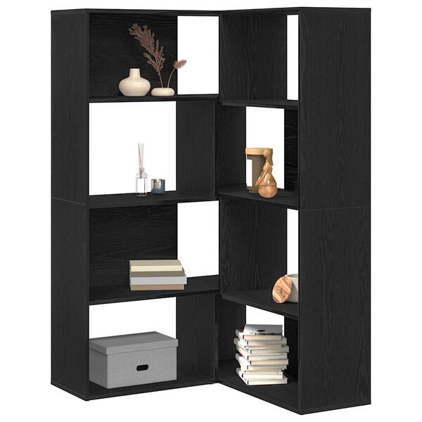 vidaXL Dulap pentru cărți 2 pcs Stejar Negru 85 x 85 x 140 cm